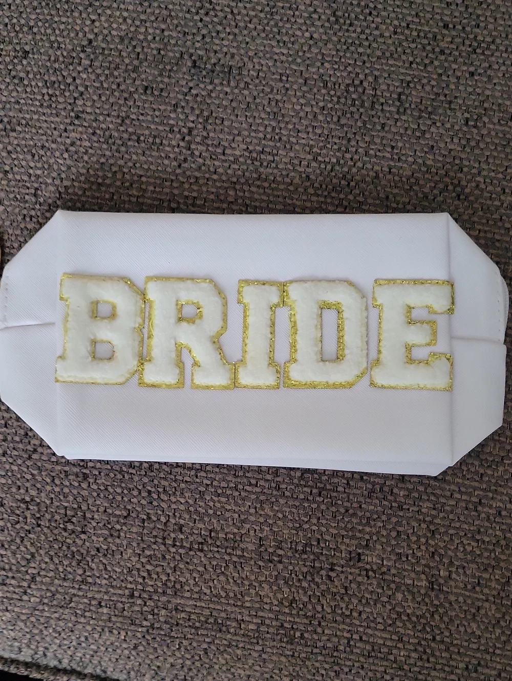 BRIDE Sash in White with Gold Trim - Bridal Party Accessory